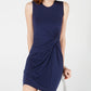 Vestido feminino Maison Jules com estampa de bolinhas e cintura com nó, azul-marinho, tamanho extrapequeno