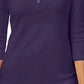 Camisa Henley de algodão pequena Karen Scott feminina, roxa, tamanho pequeno grande