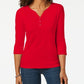 Camisa Henley de algodão feminina Karen Scott, vermelha, tamanho pequeno e pequeno