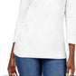 Karen Scott Blusa feminina de algodão com decote em V e acabamento em botões, branca, tamanho grande