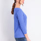 Blusa feminina Karen Scott de algodão com manga 3/4, azul, tamanho pequeno
