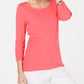 Blusa feminina Karen Scott de algodão com manga 3/4, laranja, tamanho médio