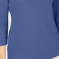 Karen Scott Blusa de algodão feminina com decote redondo, azul, tamanho pequeno médio