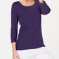 Karen Scott Blusa feminina de algodão com decote redondo, roxa, tamanho pequeno grande