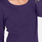 Karen Scott Blusa feminina de algodão com decote redondo, roxa, tamanho pequeno grande