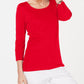 Karen Scott Blusa Feminina de Algodão com Decote Redondo, Vermelha, Tamanho Pequeno Médio