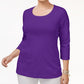Karen Scott Blusa Plus Size Feminina de Algodão com Decote Redondo Roxo Tamanho 0x