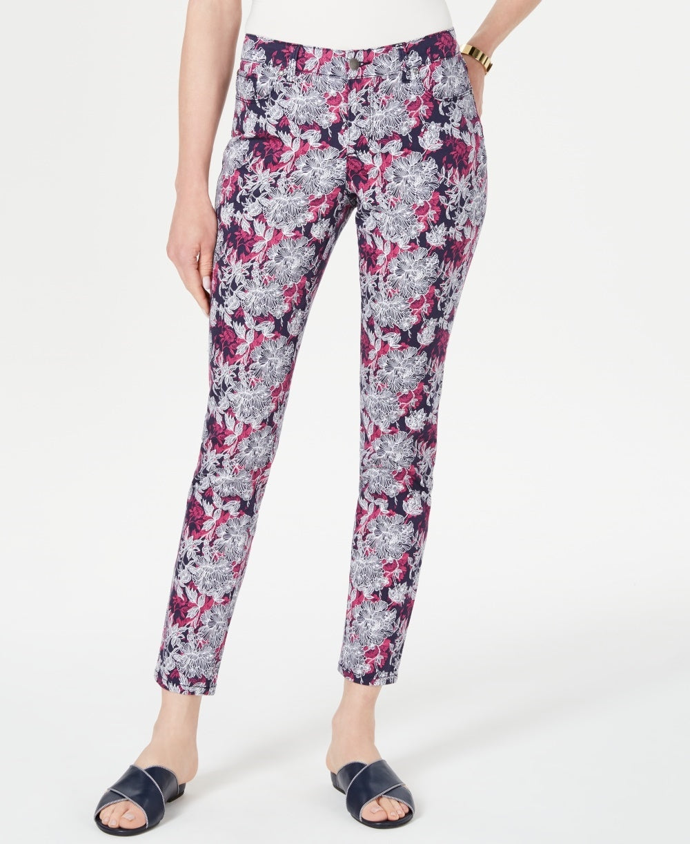 Calça jeans skinny feminina Charter Club Bristol com estampa floral e tornozelo, azul, tamanho 8