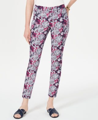 Charter Club Women's Printed Tummy-Control Jeans Blue Size 4 Petite