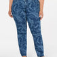 Calça jeans feminina plus size estampada, reta, azul, tamanho 14W, da Charter Club