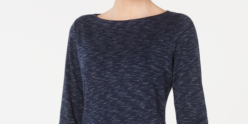 Karen Scott Blusa Feminina Gola Canoa Space Dyed Preta Tamanho X-G