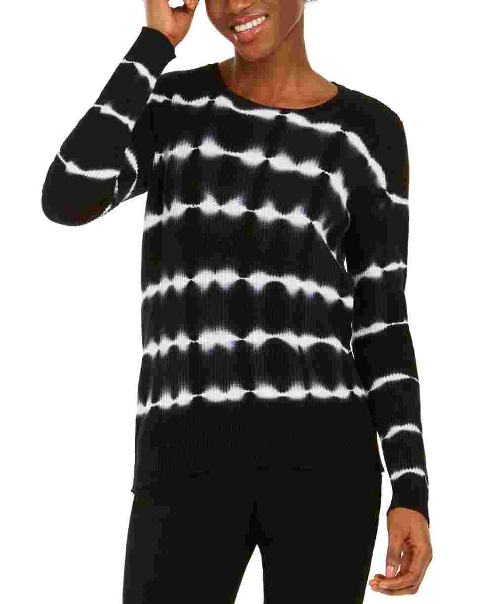 Blusa feminina de algodão tie-dye da INC International Concepts, preta, tamanho pequeno