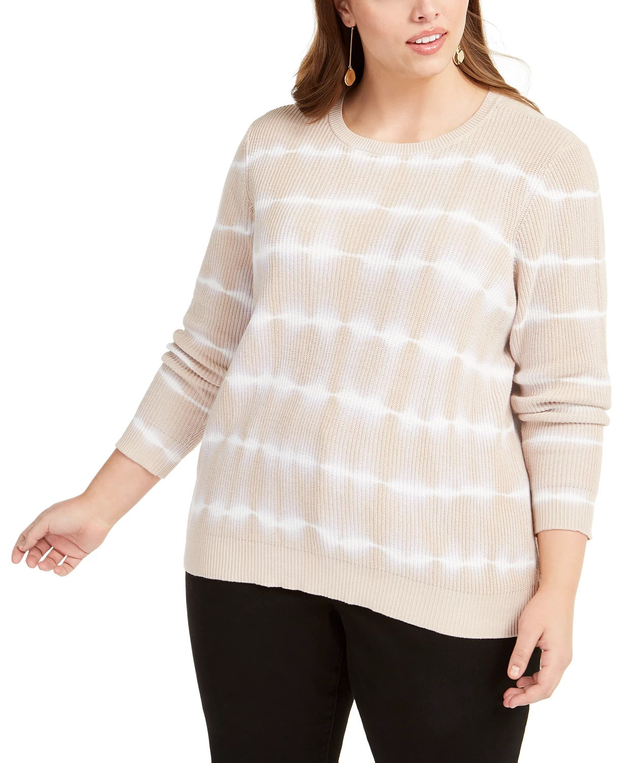 Suéter feminino plus size de algodão tie-dye da INC International Concepts, marrom, tamanho 2X