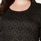 Blusa feminina estampada Karen Scott, manga 3-4, preta, tamanho 0X
