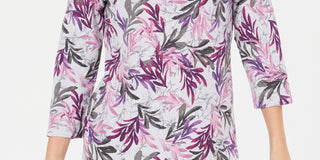 Karen Scott Henley estampado feminino - cinza tamanho pequeno pequeno