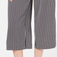 Calça capri feminina listrada, perna larga, amarrada na frente, preta, tamanho XS