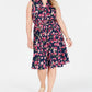 Vestido feminino com cinto e estampa floral azul Charter Club, tamanho 20W