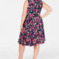 Vestido feminino com cinto e estampa floral azul Charter Club, tamanho 20W