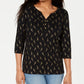 Karen Scott Feminino Petite Girafa-Estampa Henleyx-Pequeno Preto Tamanho Pequeno