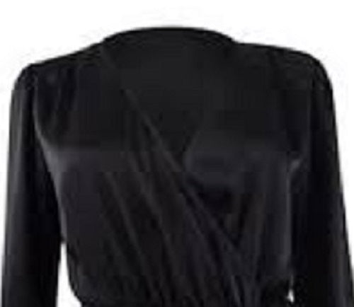 Top feminino Bar III com amarração na cintura e envoltório falso, preto, tamanho X-S