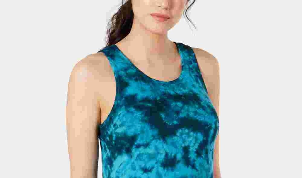 Ideology Regata Feminina Tie Dye Criss Cross Back Turq/Aqua Tamanho Médio