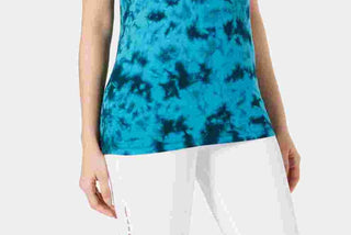 Ideology Women's Tie Dye Criss Cross Back Tank Top Turq/Aqua Size Medium
