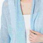 Quimono Alfani Feminino em Linho Misto com Ponto Aberto Azul Tamanho P