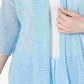 Quimono Alfani Feminino em Linho Misto com Ponto Aberto Azul Tamanho P