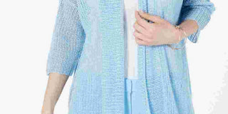 Quimono Alfani Feminino em Linho Misto com Ponto Aberto Azul Tamanho P