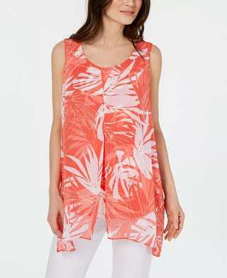 Alfani túnica feminina pequena em camadas laranja tamanho médio