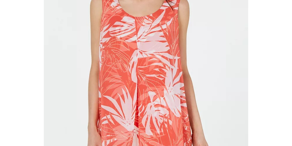 Alfani túnica feminina pequena em camadas laranja tamanho médio