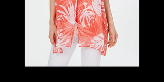 Alfani túnica feminina pequena em camadas laranja tamanho médio