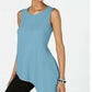 Blusa feminina Alfani com bainha assimétrica, azul, tamanho pequeno