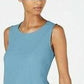 Blusa feminina Alfani com bainha assimétrica, azul, tamanho pequeno