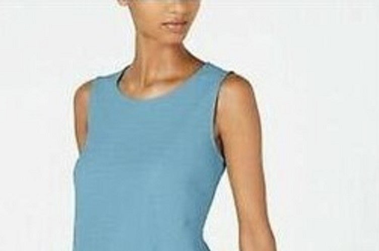 Blusa feminina Alfani com bainha assimétrica, azul, tamanho pequeno