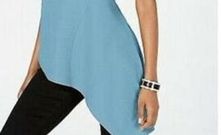 Blusa feminina Alfani com bainha assimétrica, azul, tamanho pequeno