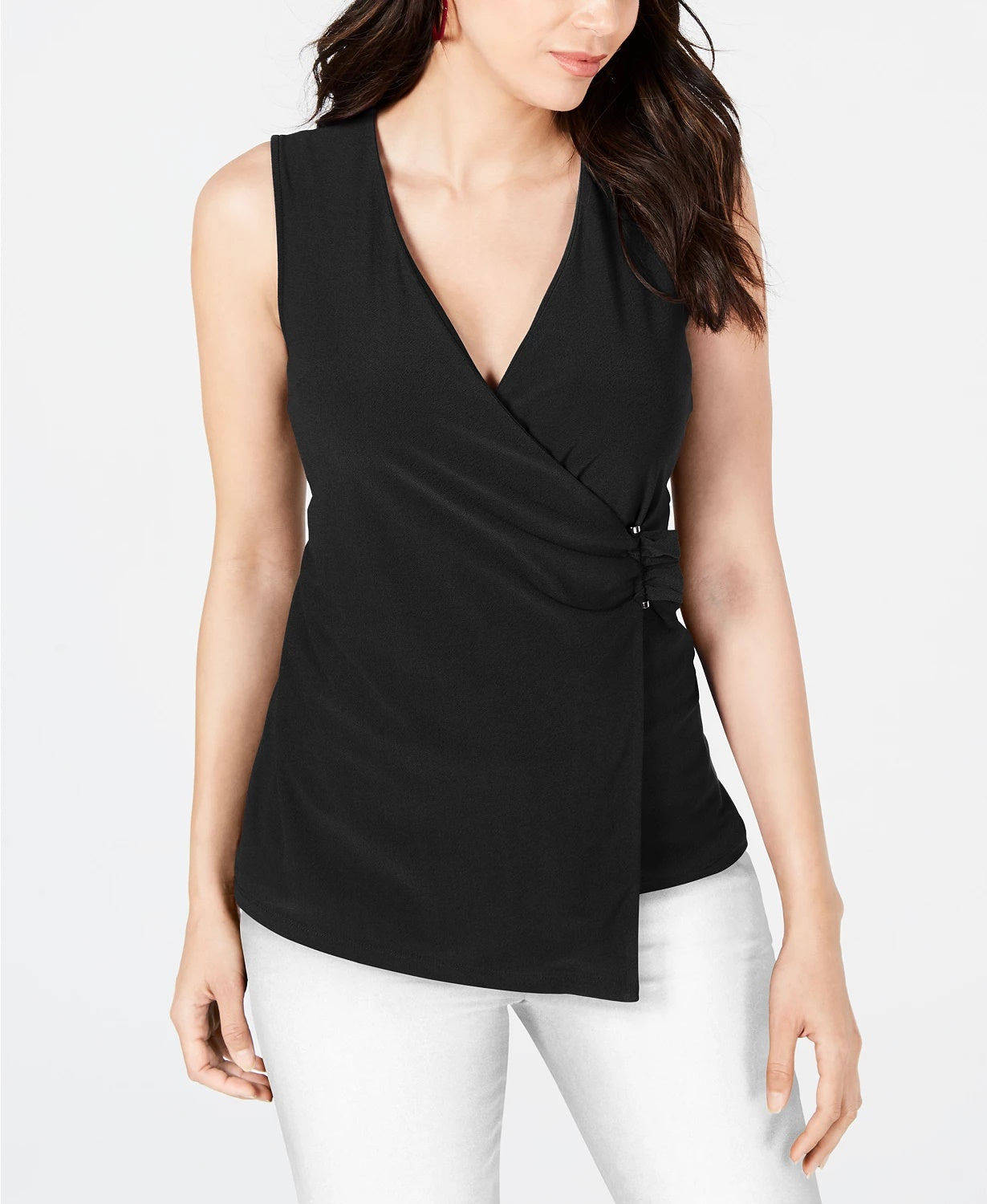 Top assimétrico feminino Alfani, preto, tamanho X-G