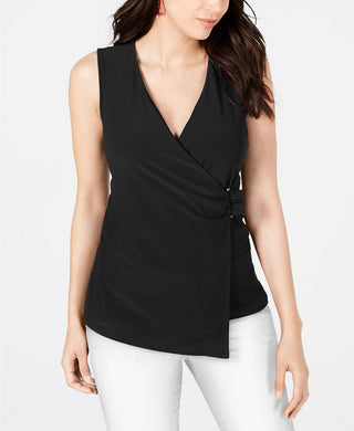 Top assimétrico feminino Alfani, preto, tamanho X-G