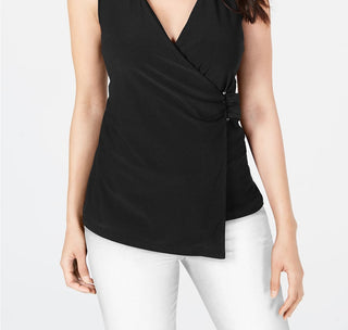 Top assimétrico feminino Alfani, preto, tamanho X-G