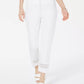 Calça feminina Alfani Cropped com renda e detalhes, branca, tamanho 2, pequena