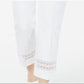Calça feminina Alfani Cropped com renda e detalhes, branca, tamanho 2, pequena