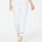 Calça feminina Alfani Cropped com renda e detalhes, branca, tamanho 6 Petite