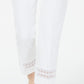 Calça feminina Alfani Cropped com renda e detalhes, branca, tamanho 6 Petite
