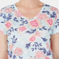 Camiseta feminina estampada com decote em V, tamanho pequeno, branca, estilo &amp; co