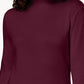 Karen Scott Blusa feminina pequena de algodão com gola alta e manga comprida, vermelha, tamanho X-S