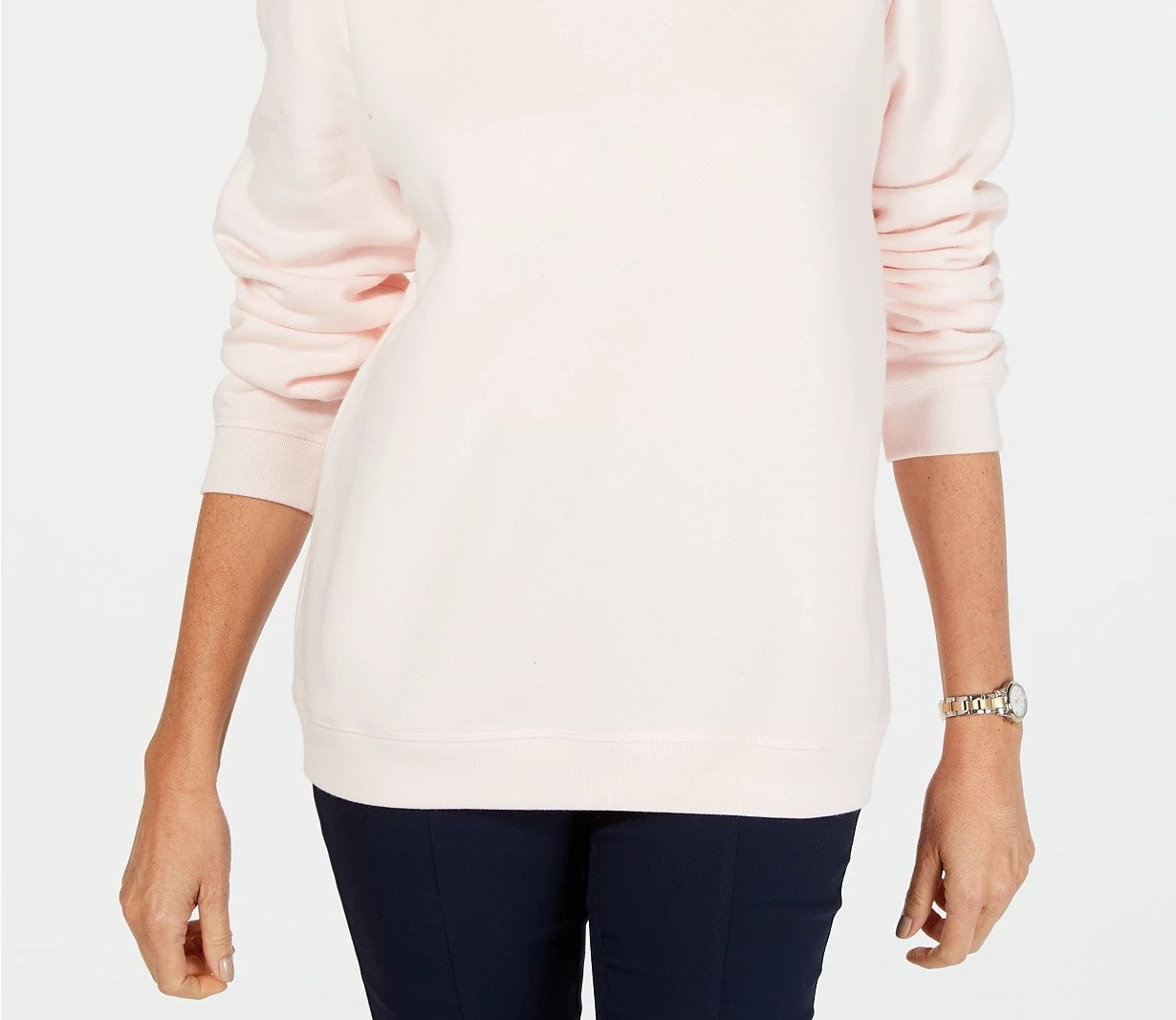 Karen Scott Moletom feminino esportivo de manga comprida e gola redonda, rosa, tamanho pequeno