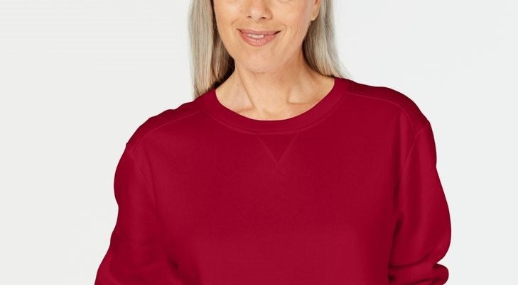 Karen Scott Moletom Feminino de Lã com Gola Redonda, Tamanho Pequeno Médio