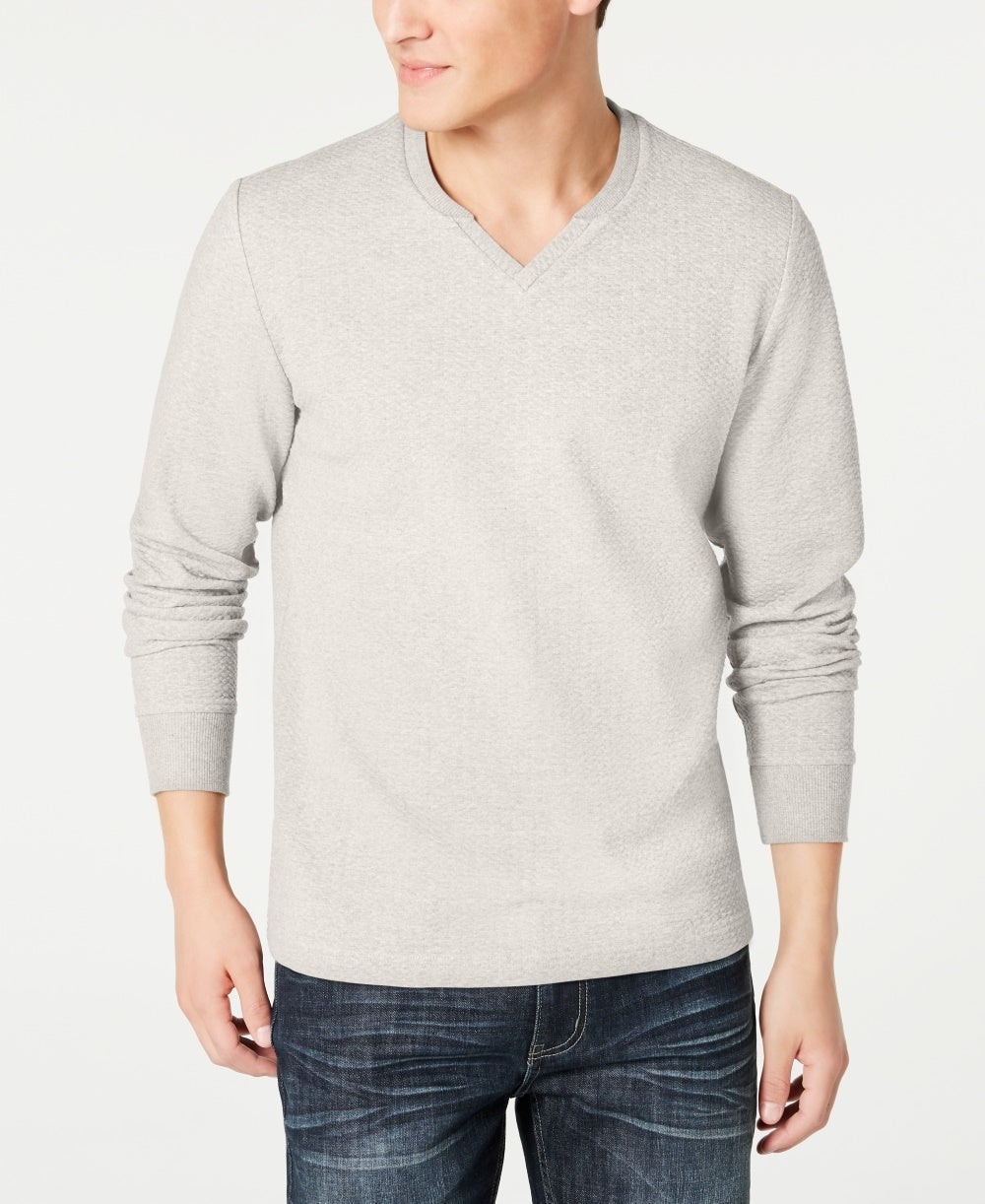 Moletom texturizado com gola dividida masculino INC International Concepts, tamanho X-G, branco