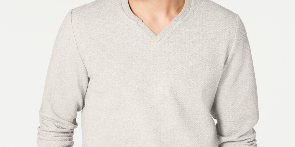Moletom texturizado com gola dividida masculino INC International Concepts, tamanho X-G, branco