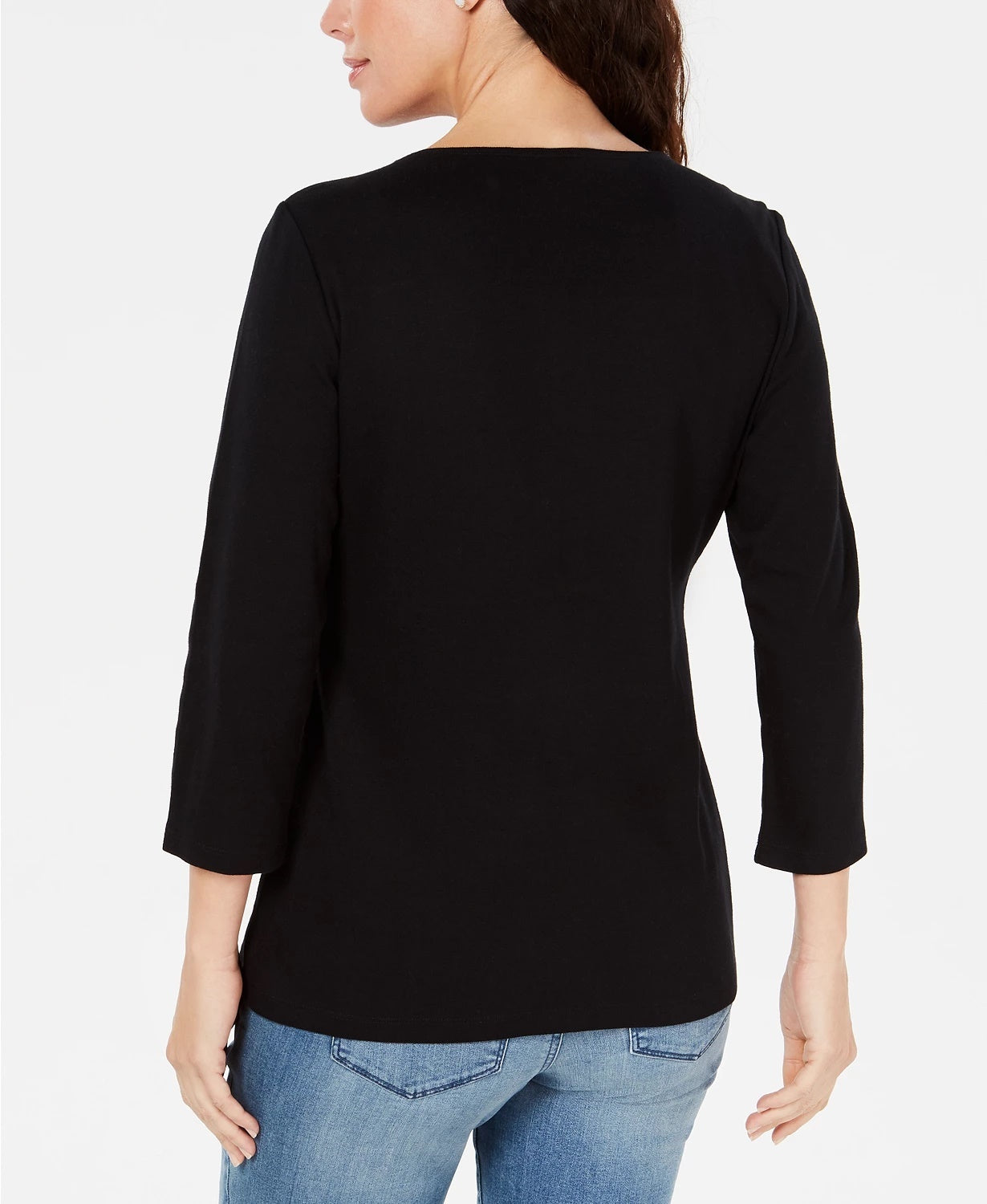 Karen Scott Blusa de Bicicleta Bordada Feminina Preta Tamanho X-G